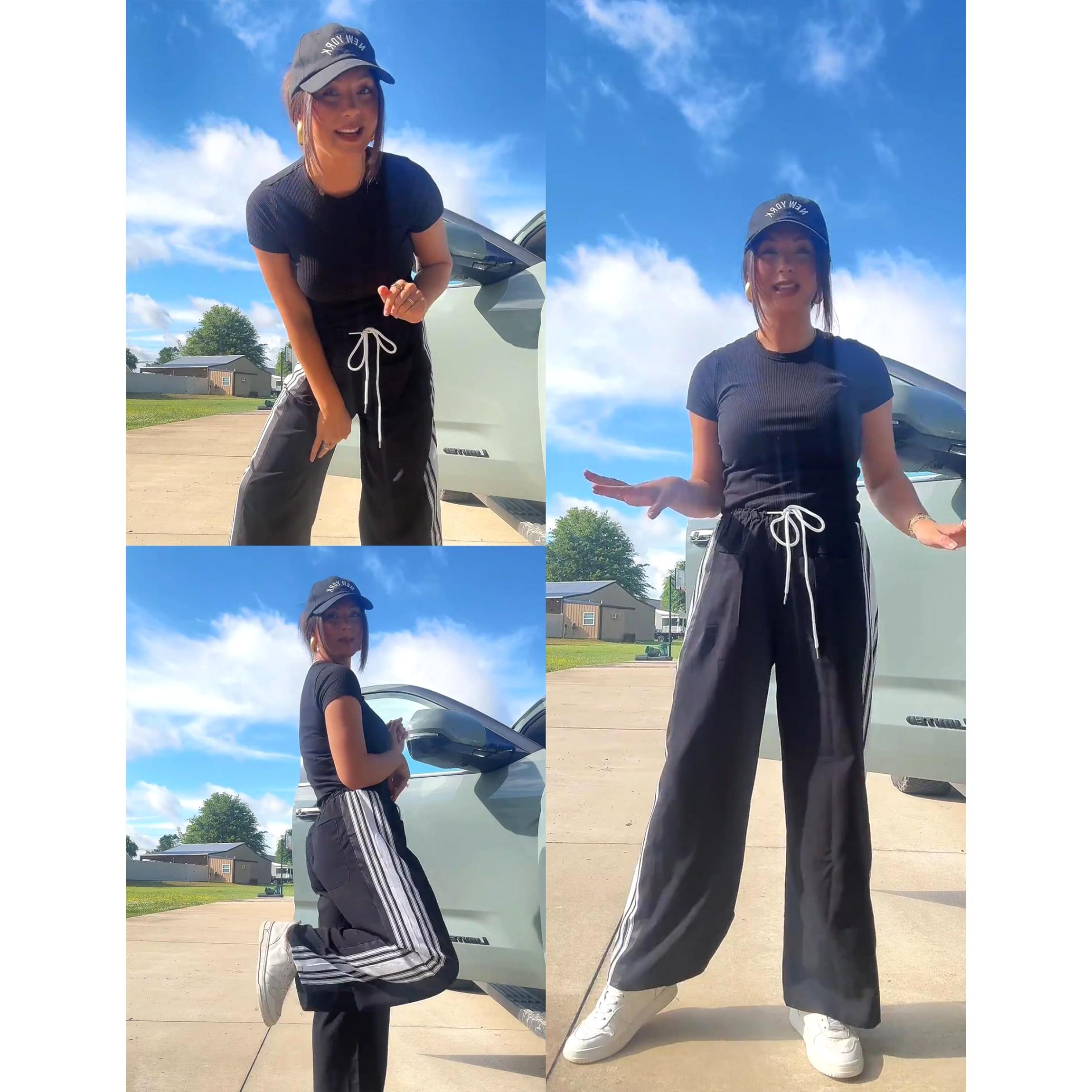 Buenoble Women's Wide Leg Side Stripe Pants Loose Fit High Waist Drawstring Track Pants Casual Streetwear Joggers