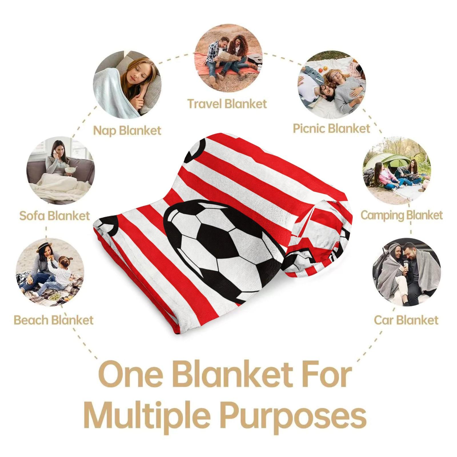 Football Pattern Blanket, Suitable For Daily, Festival, And Birthday Gifts For Children And Adults. Soft, Warm, And Lightweight Plush Blanket, Perfect For Decorating Beds, Sofas, Cars, And Rooms