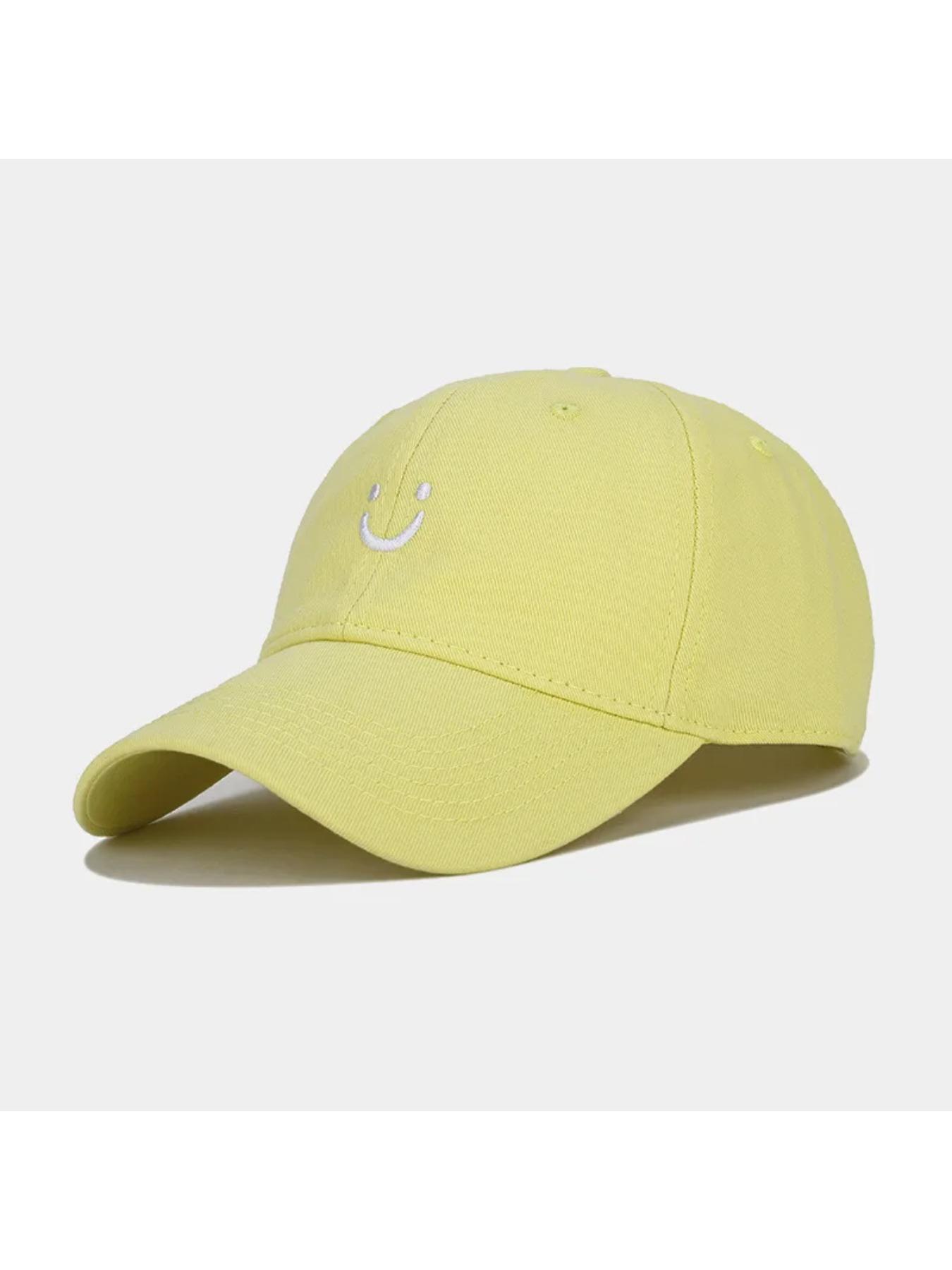 Soft Cotton Baseball Cap for Women Men Smile Face Embroidery Adjustable Low Profile Unstructured Snapback Dad Hat