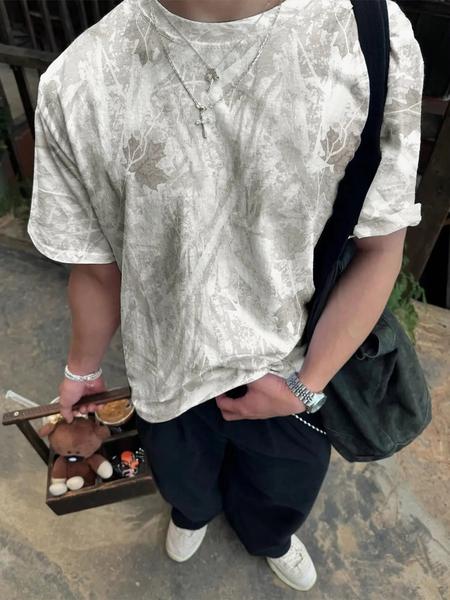 Unisex Camouflage Tree Branch Print T-Shirt, Short Sleeve Casual Summer Top, Fitted Style, Trendy Fashion for Daily Wear