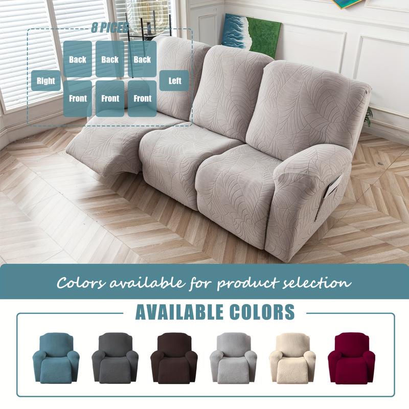 Recliner Sofa Covers Stretch Jacquard Couch Covers for Recliner Slipcovers 3 Cushion Soft Protector with Pocket Waterproof Fabric Non-Slip Design 8-Piece Set for Living Room #TikTokShopBlackFriday