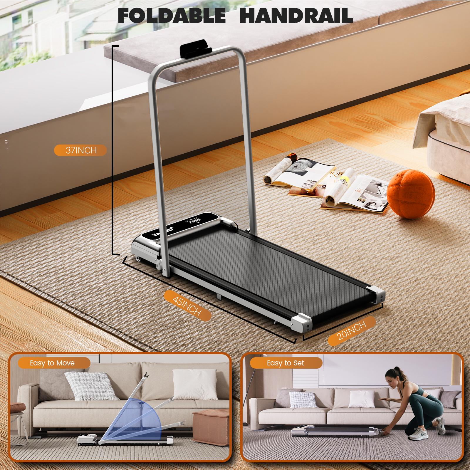 YAGUD Colorful Handrail Folding Treadmill, Quiet Motor Walking Pad, 300lbs Max Load, Shock Absorption, Remote Control, Easy Transport, Includes Resistance Bands YAGUD Colorful Handrail Folding Treadmill, Quiet Motor Walking Pad, 300lbs Max Load, Shock Absorption, Remote Control, Easy Transport, Includes Resistance Bands