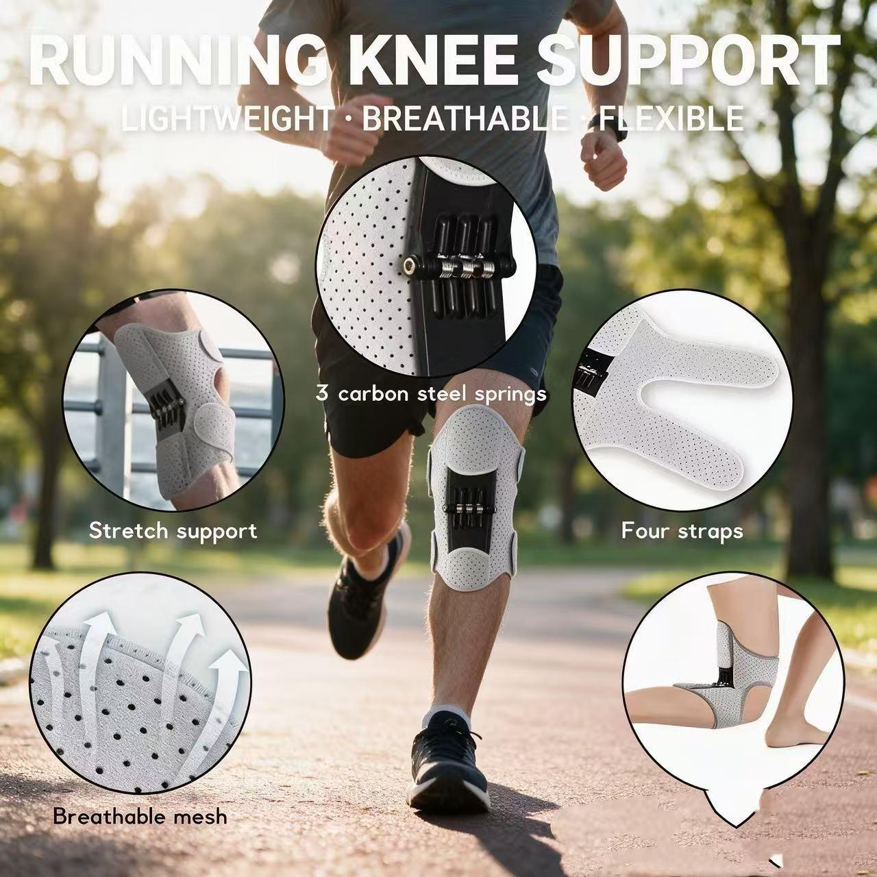 2 Pieces Knee Support Set for Spring, Dual-Axis Joint Support System, Non-Slip Straps, Ideal for Osteoarthritis, Running, Yoga