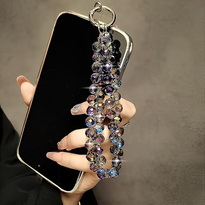 Sparkling Beaded Cellphone Wrist Strap  Durable Plastic Smartphone Bracelet for Women Girls, Easyinstall Keychain & Pursecharm Accessory, Bling Bling Phone Lanyard for Keys & Purses