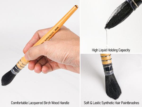 Nicpro Professional Watercolor Paint Brushes with Nylon Bag, 9 Pack Mop Paintbrush, Round Synthetic Squirrel Hair, Bulk Paint Brushes for Watercolor Painting, Gouache, Acrylic, Oil, Wood Color