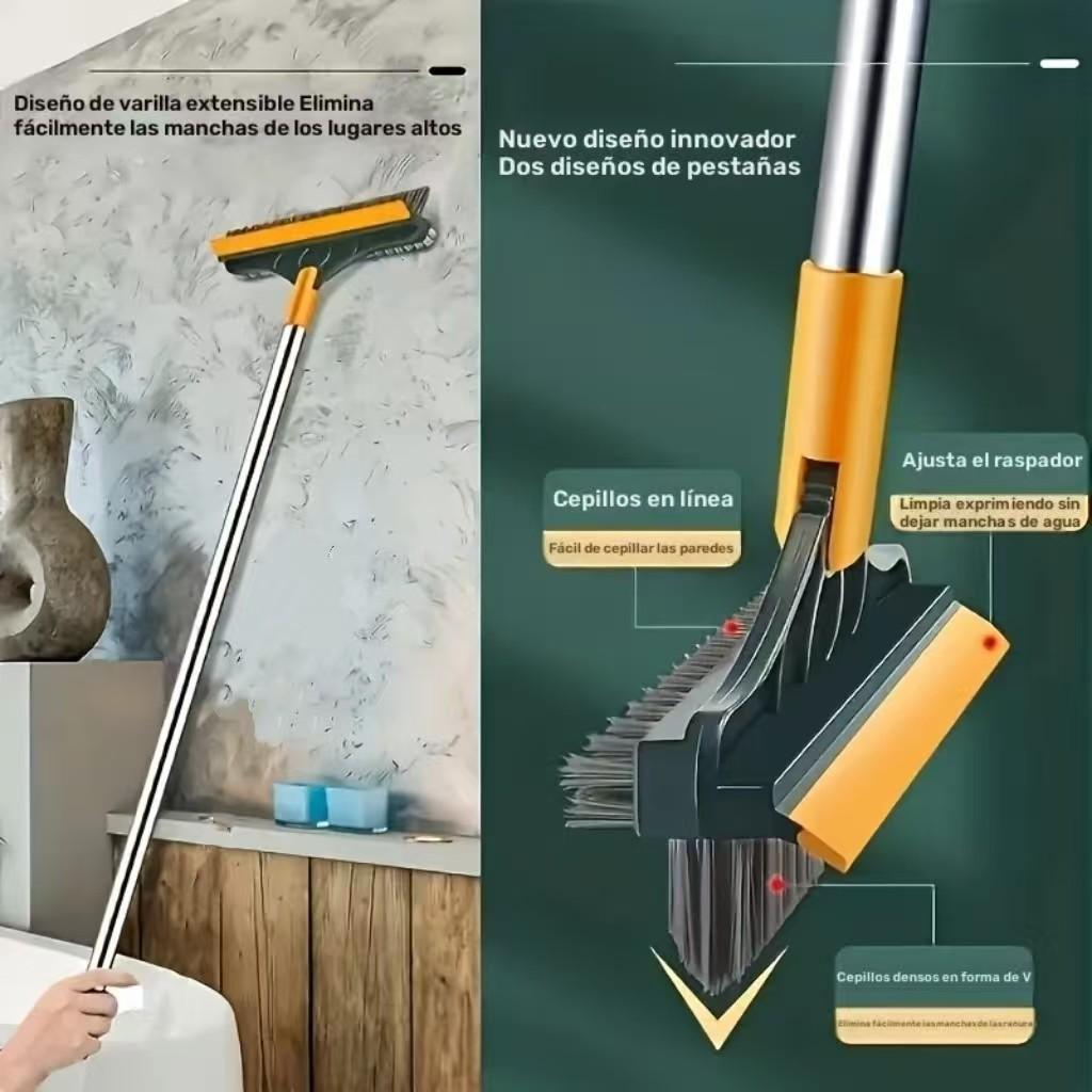 3-In-1 Rotatable V-Type Floor Brush, Ergonomic Handle for Hard Floors, Durable Plastic Scrubber with Water Scraping, Multi-Purpose Tile Cleaner, Cleaning
