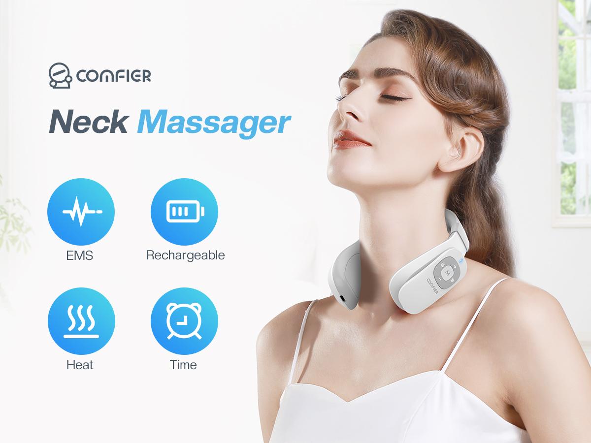 COMFIER Cordless Portable Heated Neck Massager, EMS Intelligent Electric Pulse with Heat, FSA Smart Wireless Neck Massager with 3D Electrode Pads Gift Somatic Therapy Device Tens Unit Migraine Adjustable COMFIER Cordless Portable Heated Neck Massager, EMS Intelligent Electric Pulse with Heat, FSA Smart Wireless Neck Massager with 3D Electrode Pads Gift Somatic Therapy Device Tens Unit Migraine Adjustable