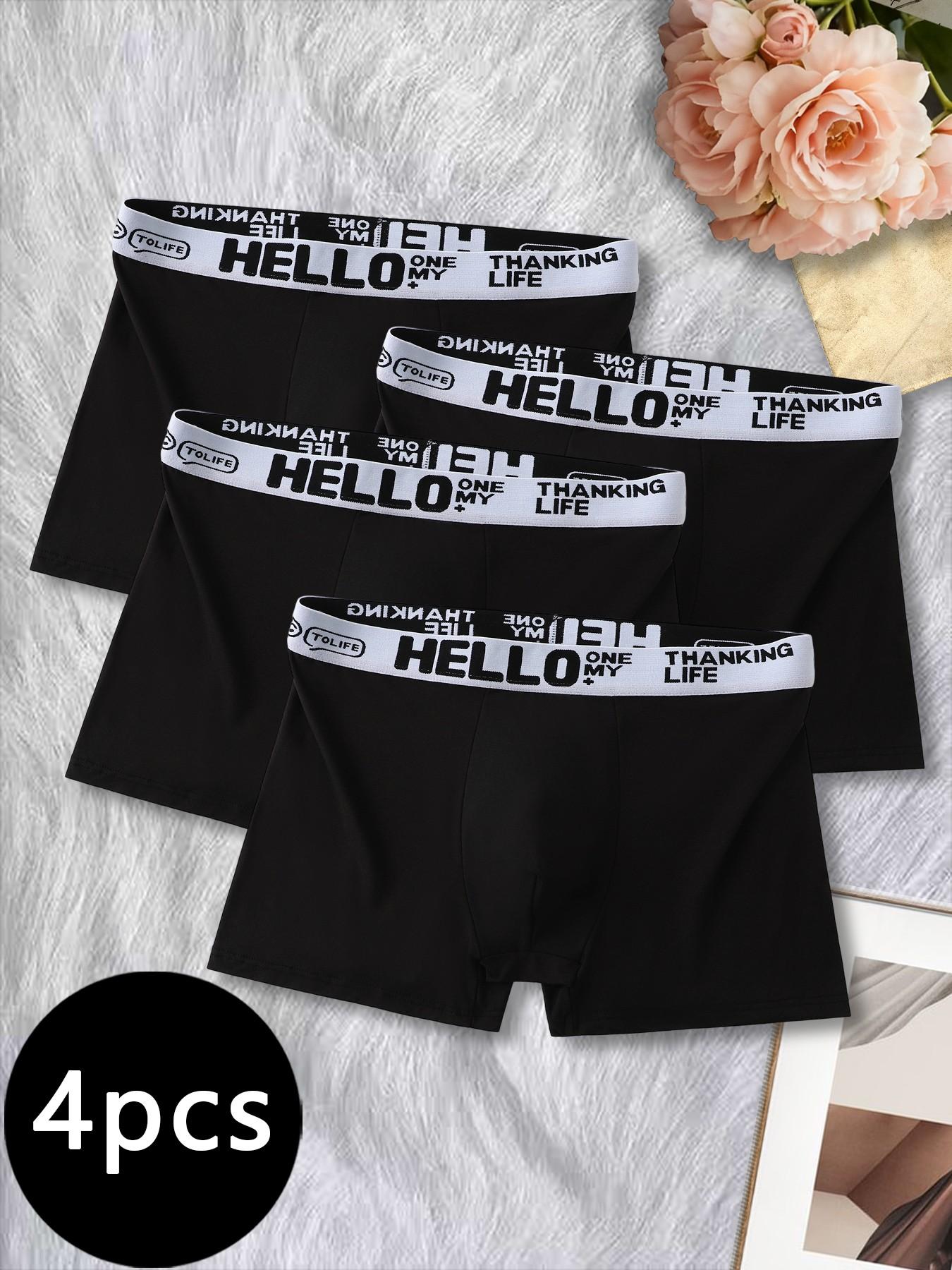 Black men's boxer briefs | HELLO printed waistband | soft and breathable underwear