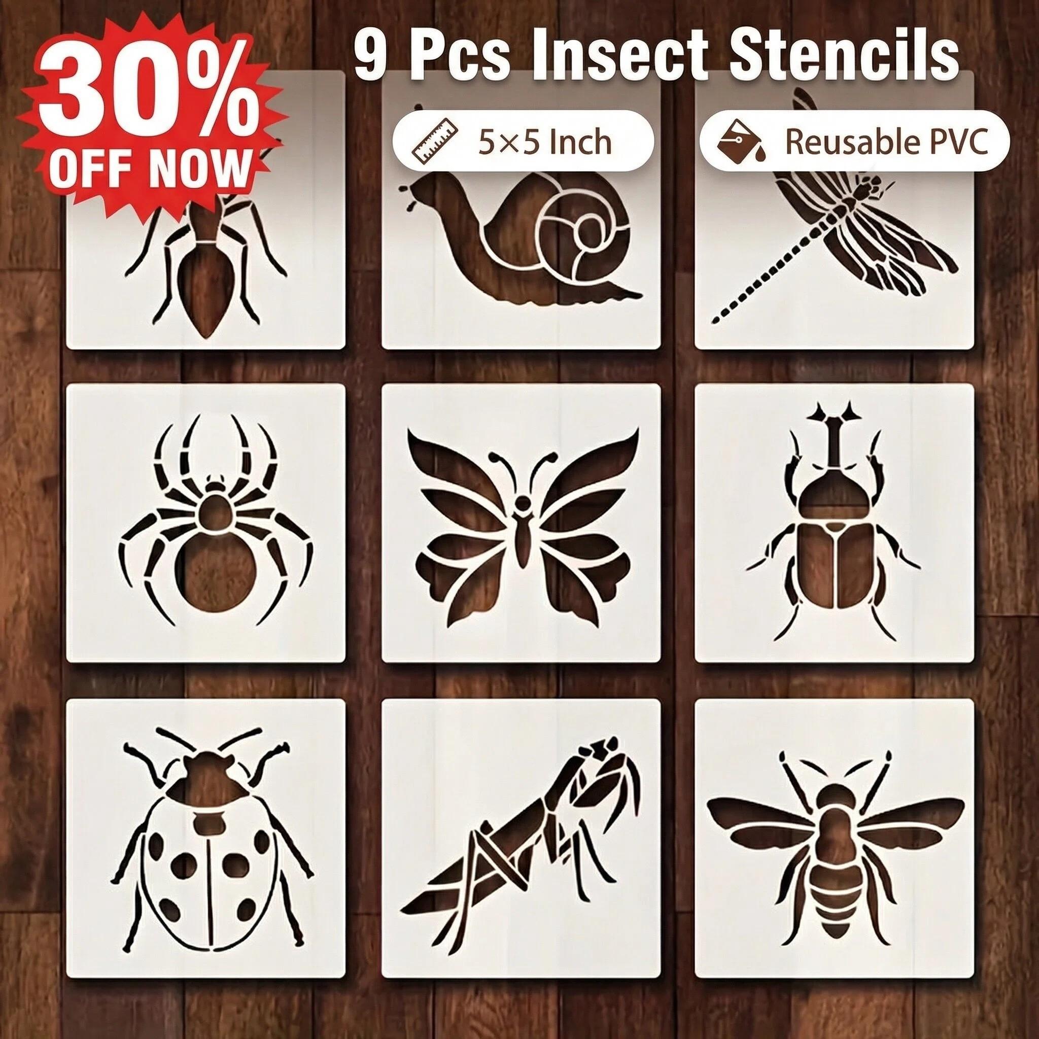 Reusable Insect Templates Set of 9, Fun Bug Patterns for DIY Crafts ...