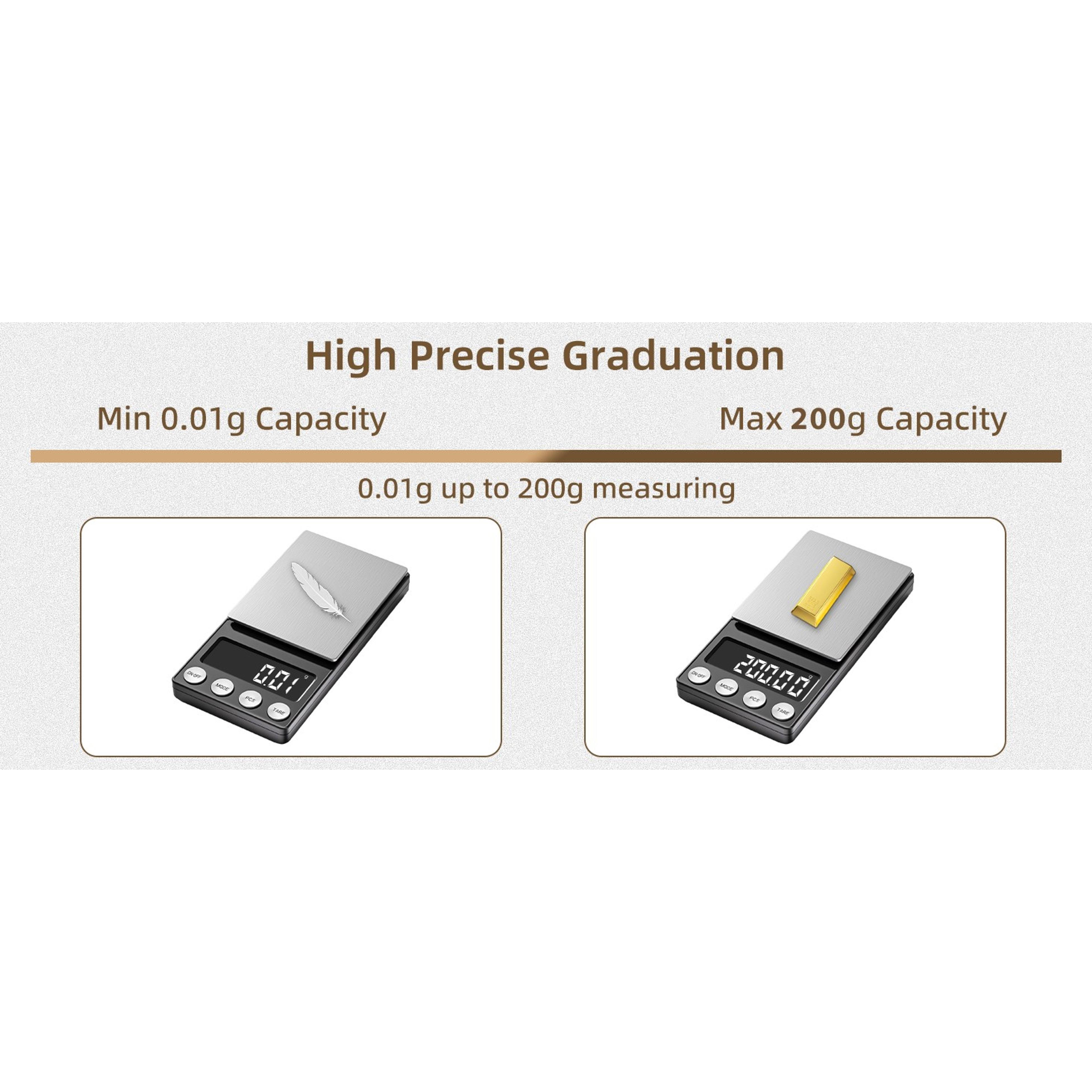 0.01g Accuracy Digital Gram Scale, 200g Capacity with Calibration Weight, for Coins, Gold, Jewelry, Bank & Home Use 0.01g Accuracy Digital Gram Scale, 200g Capacity with Calibration Weight, for Coins, Gold, Jewelry, Bank & Home Use