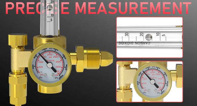YESWELDER CO2 Argon Gas Regulator with 8ft Hose, Flow Meter Gas Pressure Gauge for TIG MIG Welding, CGA580 Inlet Connection