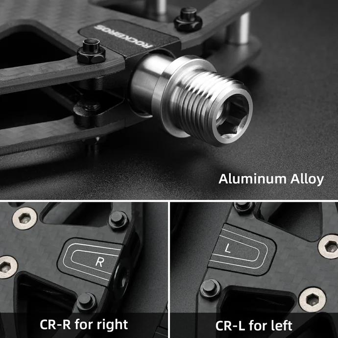 ROCKBROS Carbon Fiber Bike Pedals Lightweight 3-Bearing Non-Slip 9/16" Wide Flat