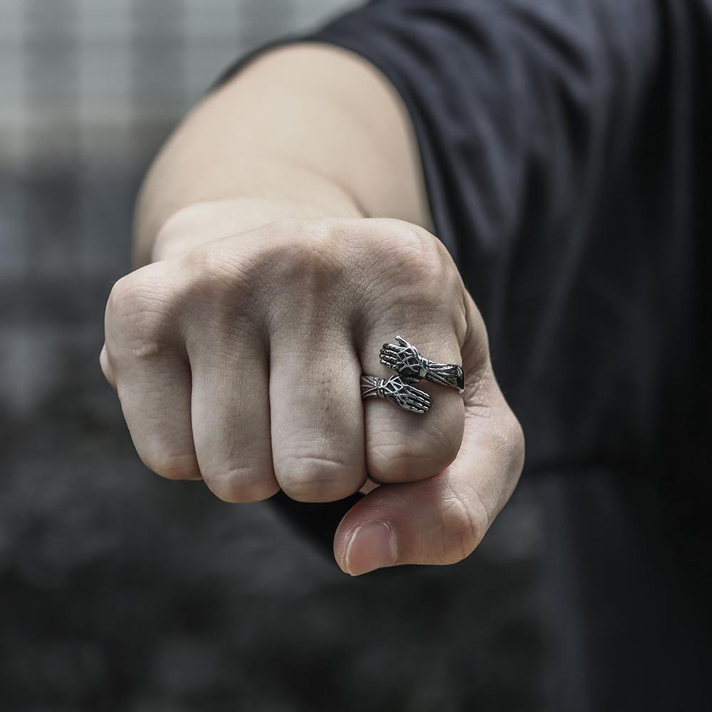 GTHIC Hugging Hands Stainless Steel Wearable Hug Ring for Mother Gift Size 7-15