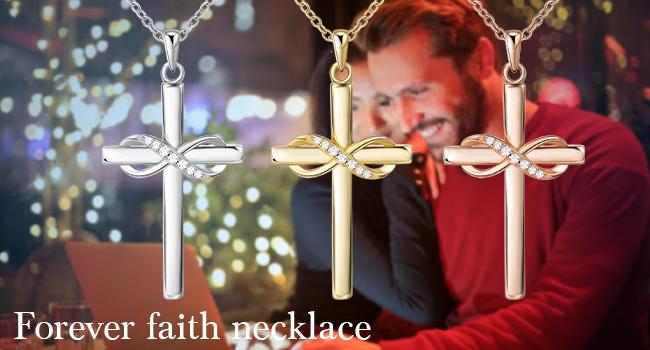 925 Sterling Silver Cross Faith Pendant Necklace for Women Infinity Necklace 14K White Gold Plated with 5A Zirconia