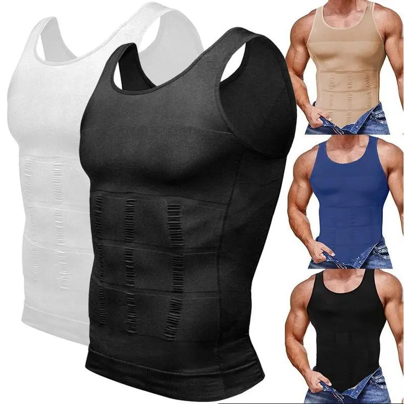 1/2/3PCS Men's Compression Vest Tummy Control Undershirts Shaping Vest,Men Sleeveless Shirt Shapewear, Sport Vest,Men Breathable Round Neck Compression Tank Top Men Shirt For Running Workout Fitness Basketball,Menswear Underwear For All Seasons