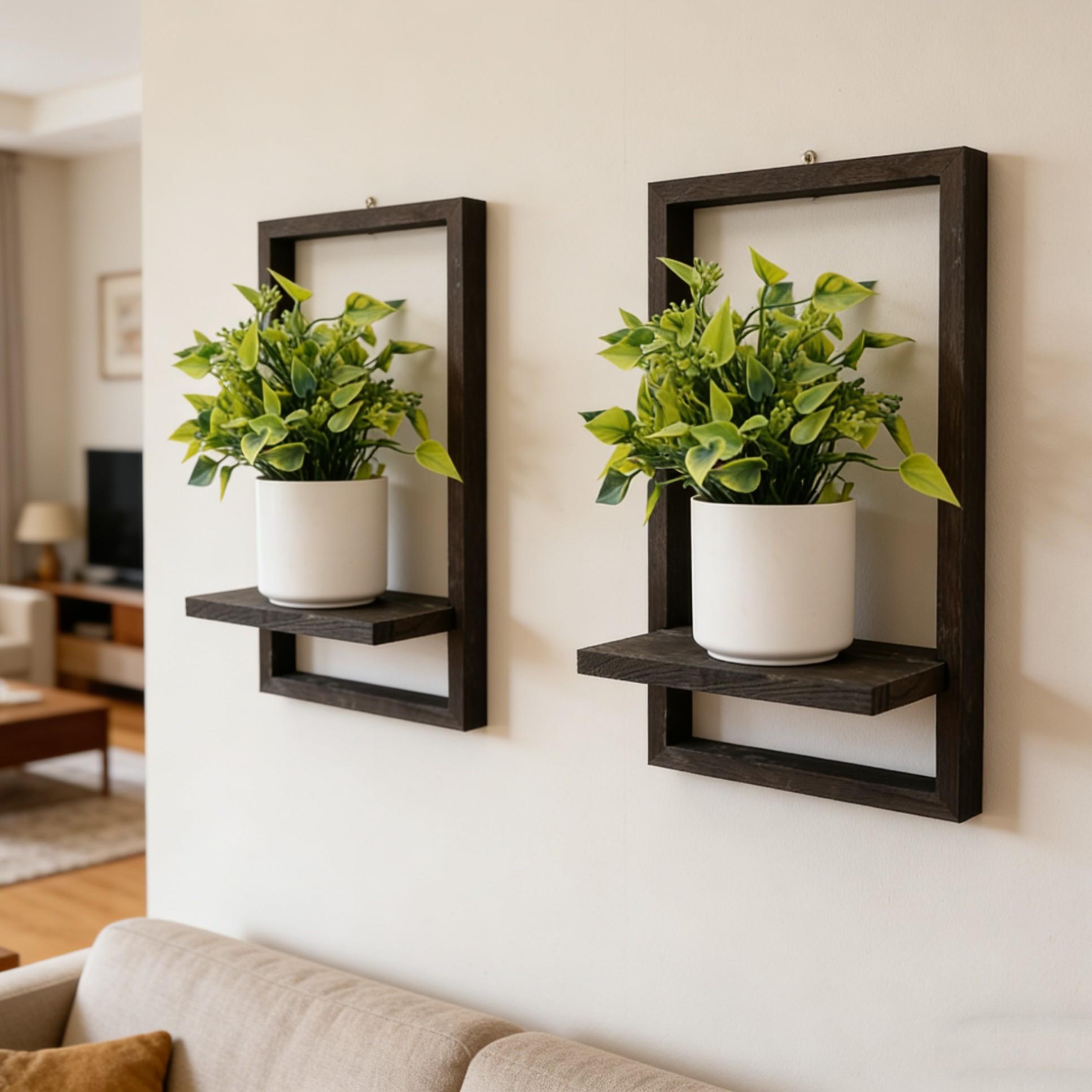 Wall-Mounted Plant Rack, Space-Saving Wood Indoor Plant Shelf, Home Decor, Succulent Display, Herb Showcase, Floating Shelves