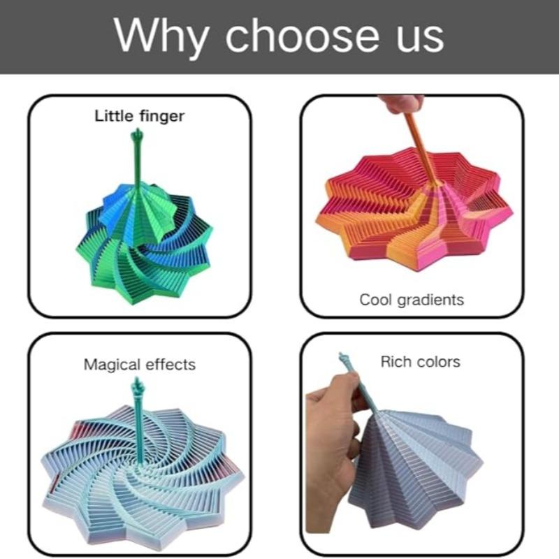 3D Printed Sensory Star Shape, Handheld Fractal Hexagon Decompression Toy, Office Desk Pressure Reliever, Stress Relief Fidgeting, Rotating Spiral
