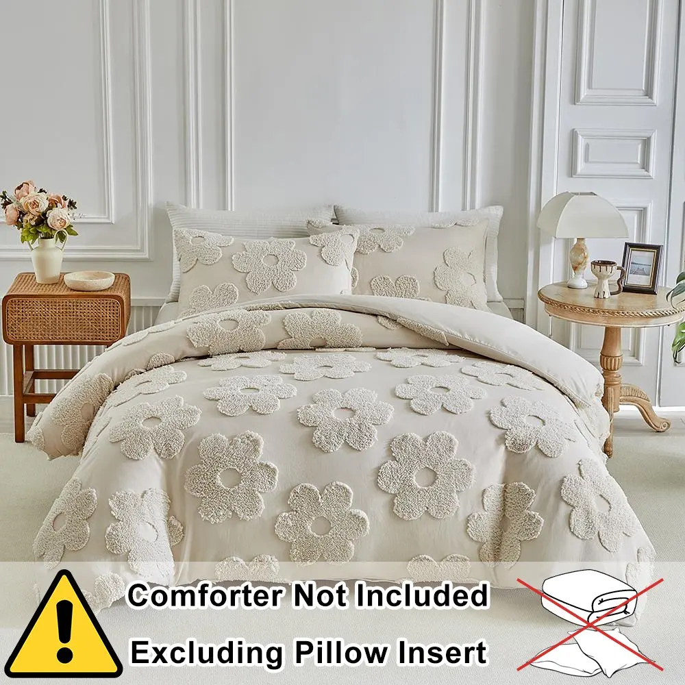 Floral Duvet Cover Set, Washable Polyester Fiber Bedding with 1 Duvet & 1-2 Pillowcases, Soft Comfortable Sheets, 8 Sizes Available