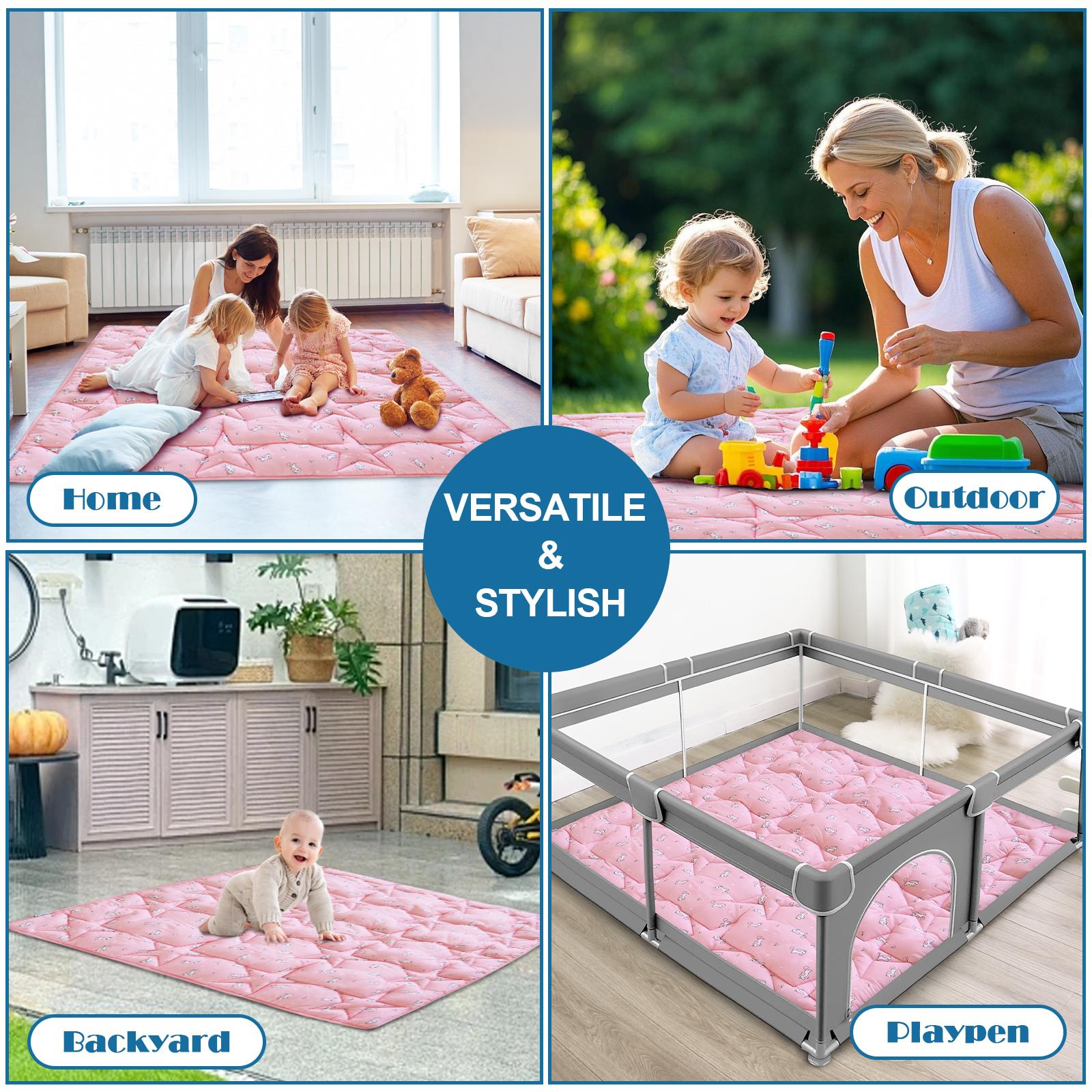 SpringSpirit Baby Play Mat Playpen Mat - Thicker Padded Non-slip Large Soft Foldable Portable Lightweight Indoor Outdoor Activity Picnics Toddlers Infant Kids Nursery Gifts Safe for Floor Crawling Tummy Time Mat, Machine Wash #TiktokShopSpringGlowUp