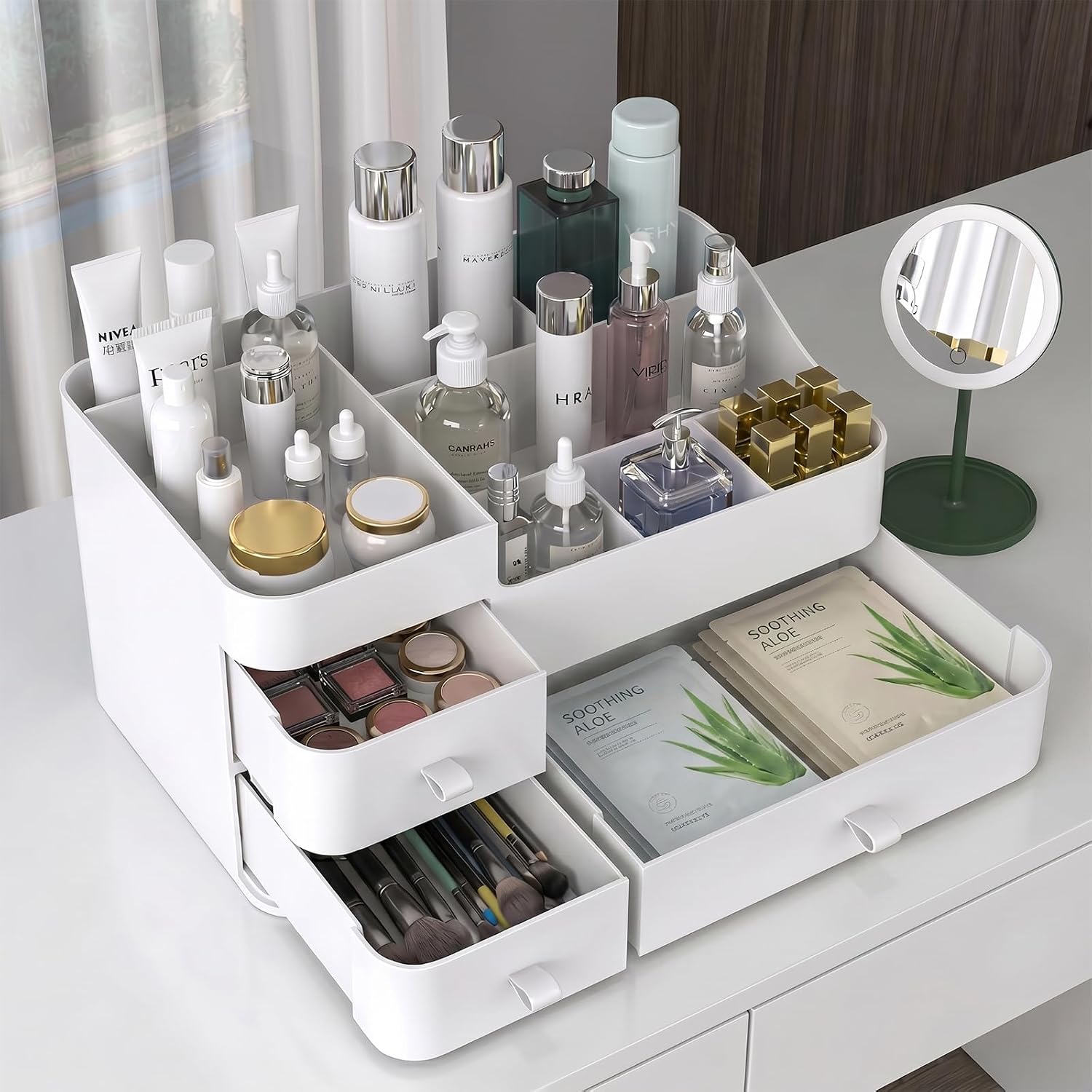 Makeup Organizer with 3 Drawers, Bathroom Counter Organizer. | Plastic  Display Case, Ideal for Make Up, Skincare, Perfume; Suitable for Dresser Top,  and Desk