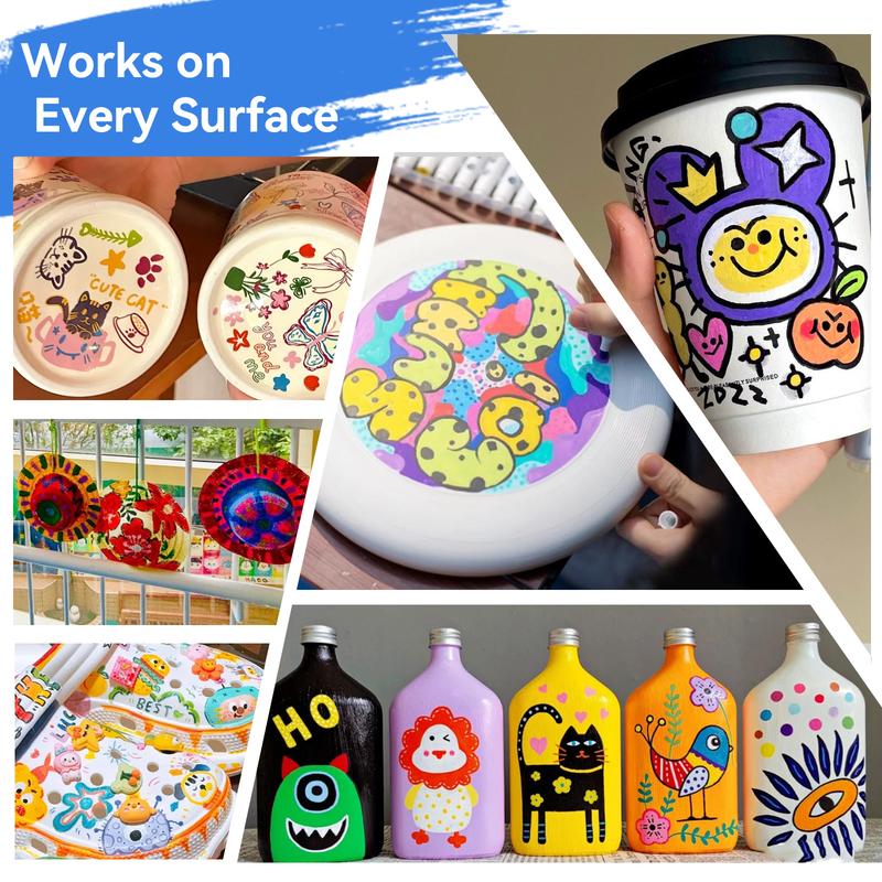 Acrylic Paint Markers Set, 96/120 Colors Dual Tip, DIY Art Supplies for Rock Painting, Canvas, Wood, Crafts, Back-To-School, Christmas Gift