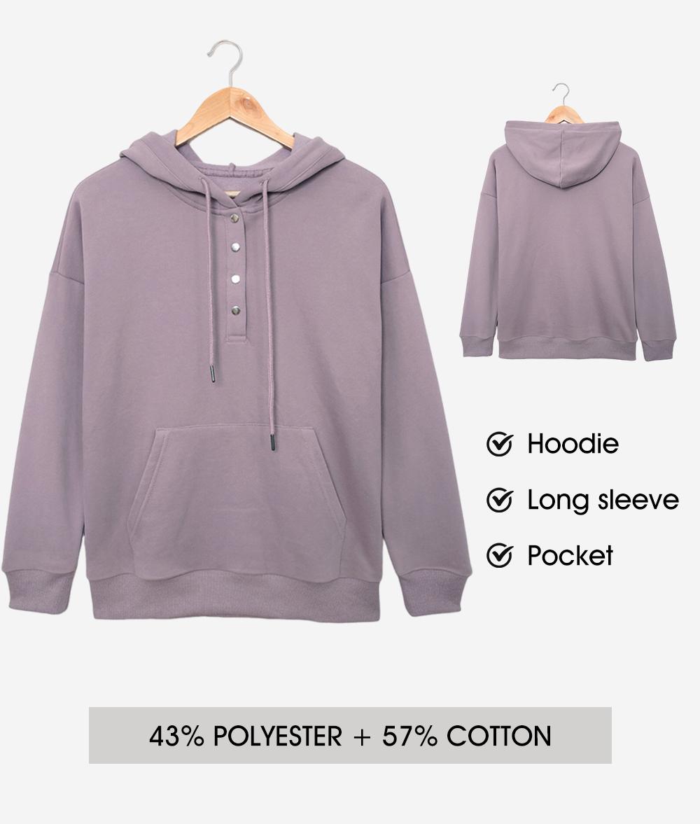 Shewin 2026 Spring Cozy Oversized Hooded Sweatshirt Women's Button-Down Long Sleeve Pullover Comfy Layering with Pocket Casual Daily Outfits Fall Clothing Trendy Y2K Fleece Style Womenswear SpringStatements