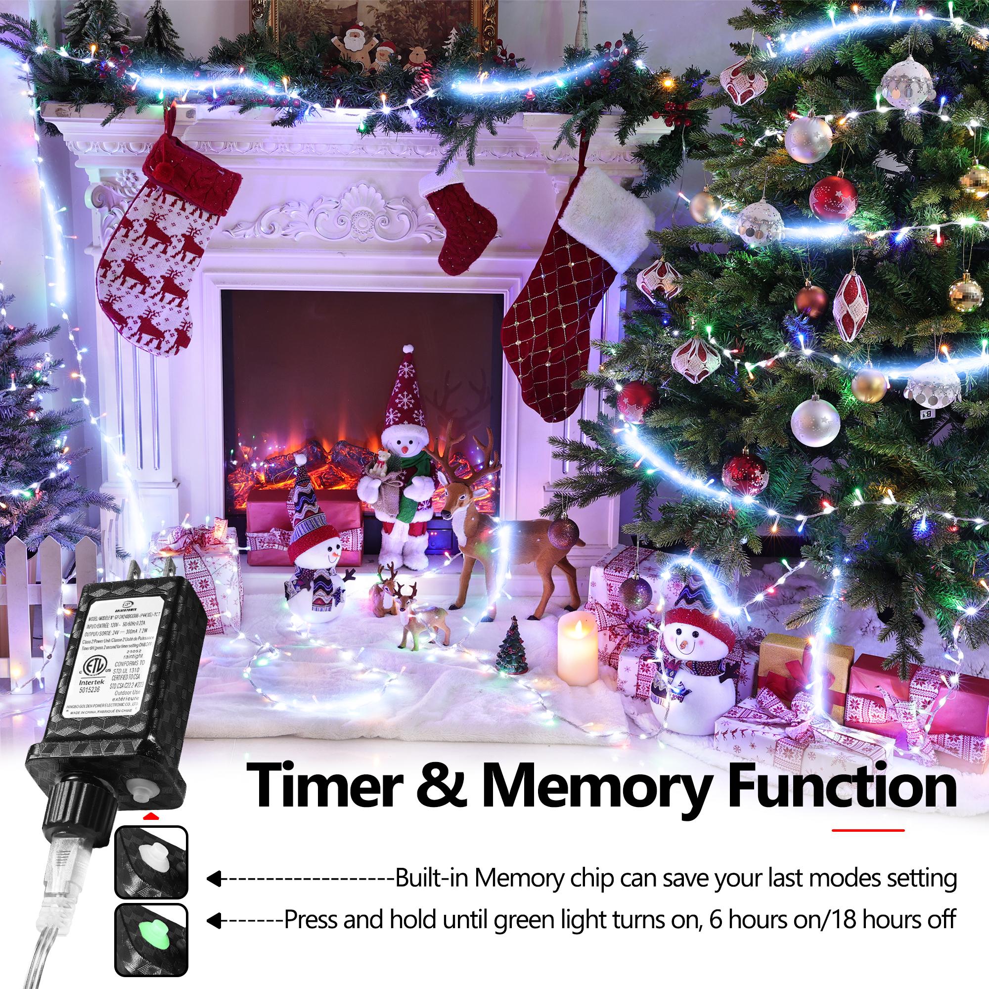 30FT Outdoor Water Flowing Lights - 240 LEDs Christmas Multicolor String Lights with 8 Basic Modes + 6 Flowing Modes,Outdoor Waterproof Timmer Memory Function Patio Lights