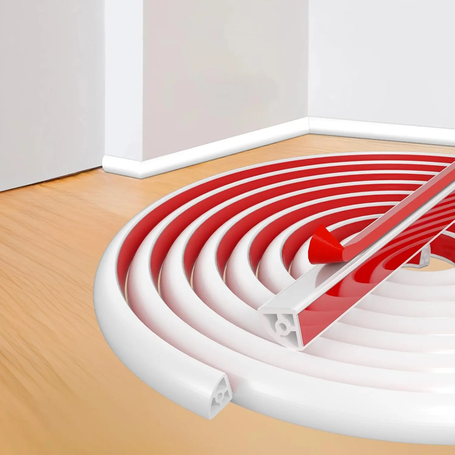 Flexible Quarter Round Molding Trim - 19in  Bendable  Peel and Stick Molding Trim for Walls, Floor, Corner, Staircase, Tub, Cabinet