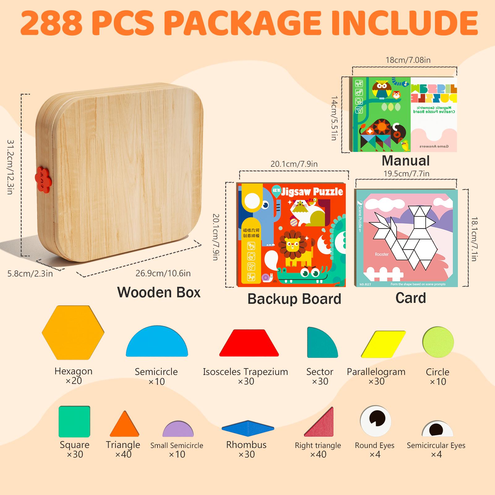 Edutree Creative Magnetic Puzzle, Wooden Jigsaw Geometric Puzzle Toys, Geometric Building Block Puzzle, Shape Cognition & Fine Motor Skills Training, Birthday Halloween Gifts For Boys Girls