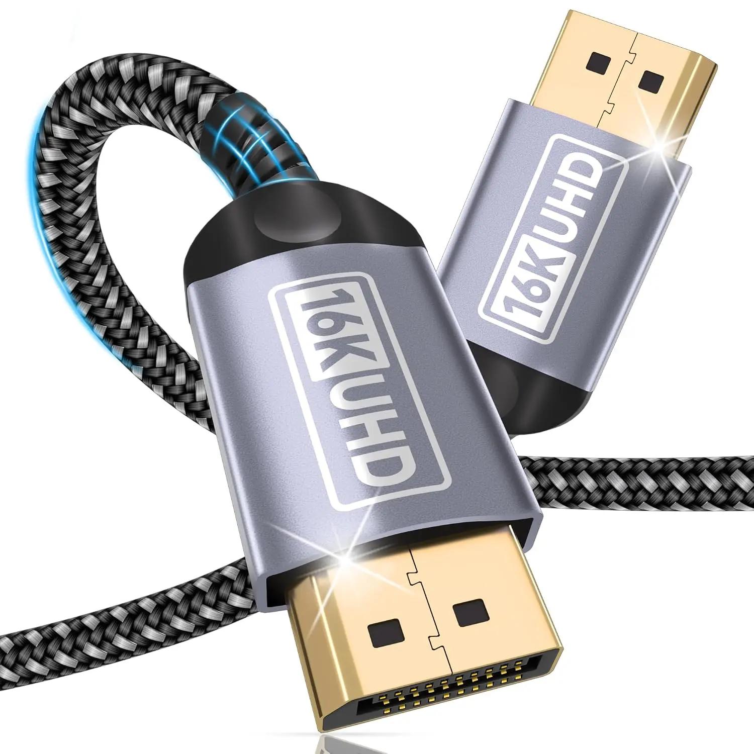 Durable 16K DisplayPort 2.1 Cable, 1M Length, 80Gbps High-Speed Data Transfer, Synthetic Fiber Construction, Supports 16K@60Hz for Desktops & Laptops, Computer & Office Accessories