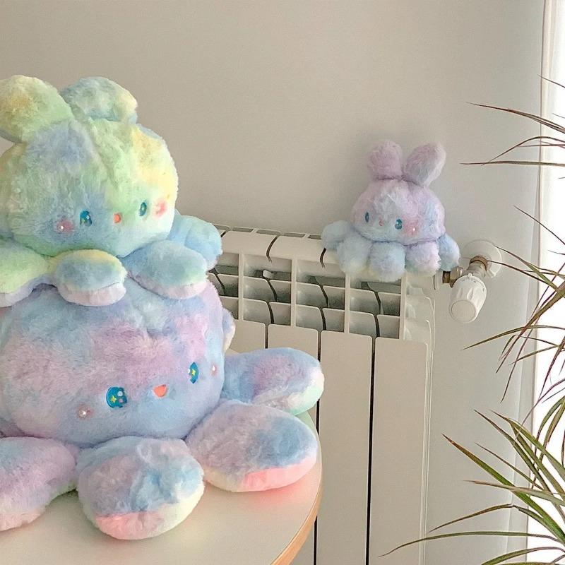 Stuffed Animal 20-50cm Fluffy Flip Plush Toy Colorful Rabbit Octopus Double Face Reversed Cosplay Plushie Peluche Cuddly Gifts