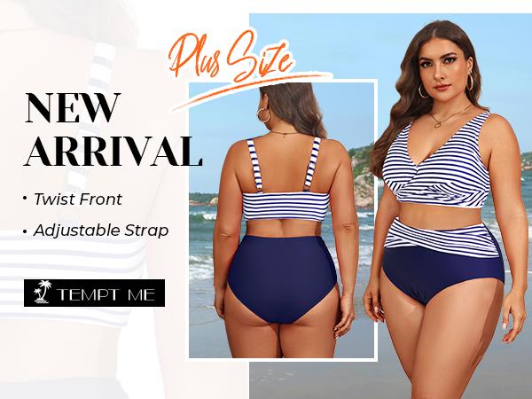 Tempt Me Plus Size Two Piece Bikini - Women High Waisted Swimsuits Bathing Suit Swimwear