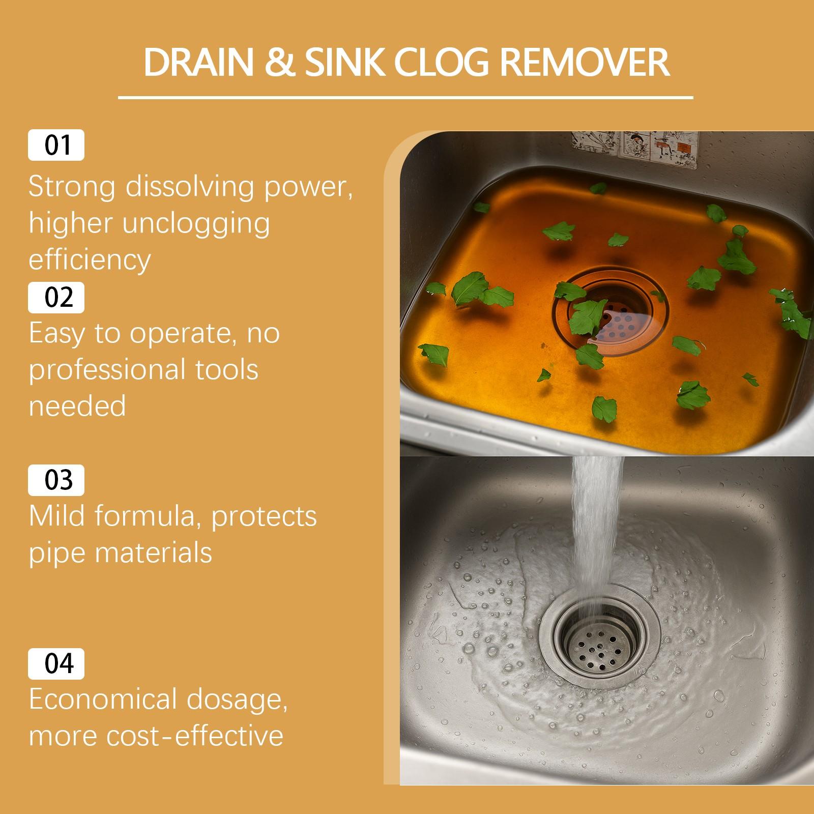 2-Pack Drain Unblocker Powder (150g X 2), Targeting The Source Of The Blockage,Quick Drain Restoration, Kitchen & Bathroom Plumbing Cleaner, Daily Home Pipe Cleaning Powder