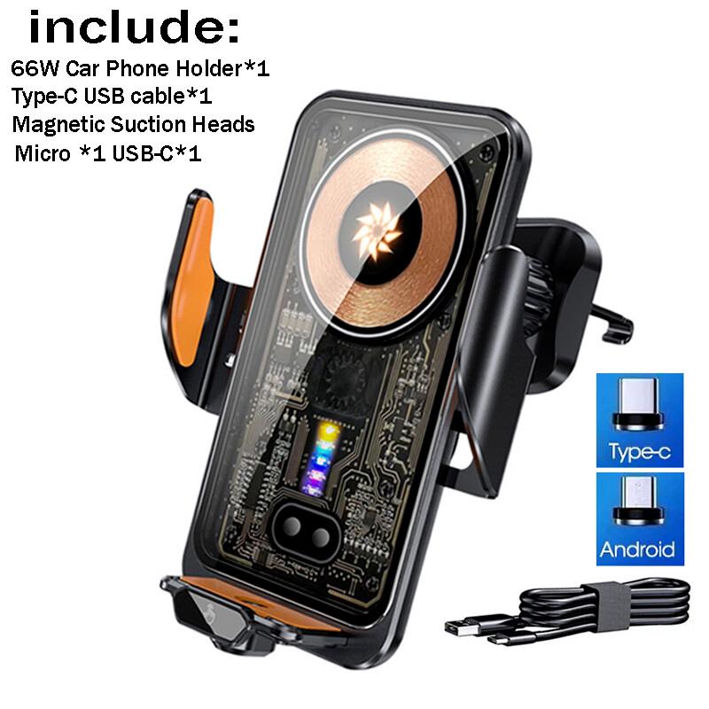 Fast Wireless Car Charger with Auto Clamping Phone Holder - Compatible with iPhone 16/15/14/13/12/11 Pro Max, Samsung Galaxy S24/S23/S22/S21, and More - Efficient Smartphone Charging for Your Car