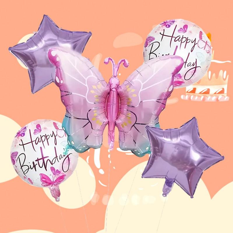 Dreamy Butterfly Star Foil Balloons, Assorted Styles Kit for Wedding, Birthday, Holiday Events, Backdrop Decor