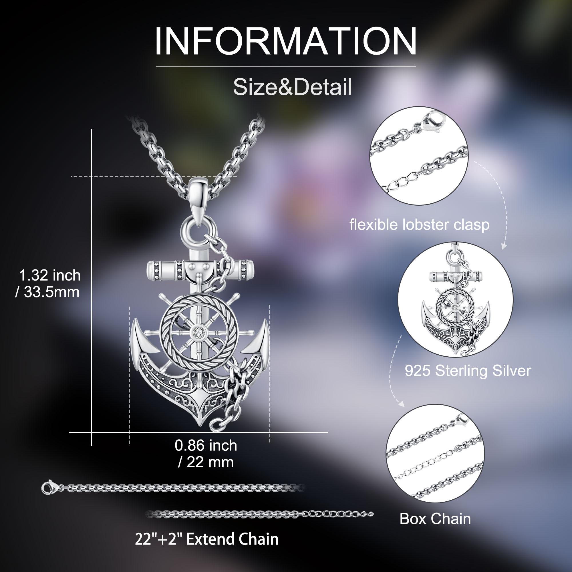 DRINSPER 925 Sterling Silver Anchor Detail Pendant Necklace for Men & Women, Elegant All-match Fashion Accessories for Daily Wear, Exquisite Silver jewelry Gift for Graduation Father's Day Birthday DRINSPER 925 Sterling Silver Anchor Detail Pendant Necklace for Men & Women, Elegant All-match Fashion Accessories for Daily Wear, Exquisite Silver jewelry Gift for Graduation Father's Day Birthday