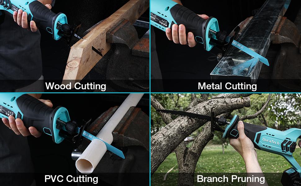 #JumpstartSale DURATECH Cordless Reciprocating Saw with 20V 4.0Ah Li-Ion Battery, 3000SPM, 7/8" Stroke Length, Variable Speed