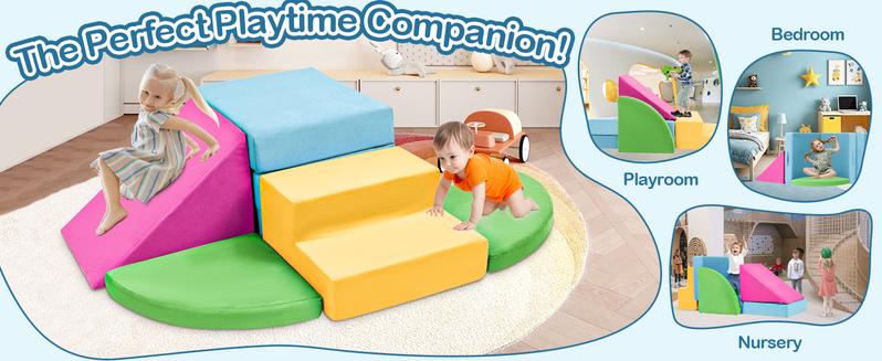 NLDD 5pcs Foam Climbing Blocks for Toddlers - Soft Play Toy Set with Safety Features for Indoor Climbing and Imaginative Thinking
