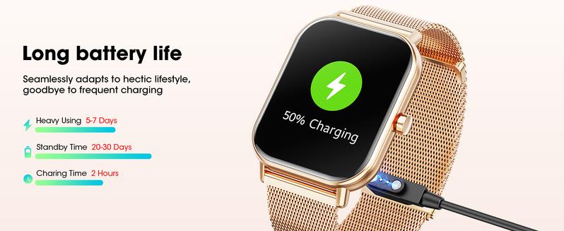 Smartwatch for Men and Women, Bluetooth Calling, 1.85” Display, Fitness Tracker, IP67 Water Resistant, Compatible with Android and iOS, Multifunctional Wristwatch