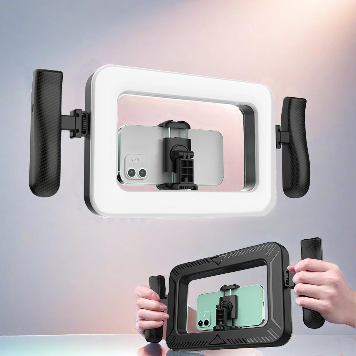 Handheld Multifunctional Circular Fill Light with Handle, Built in Wireless Remote Control, 3600mah Rechargeable Battery, Three Color Temperatures, Portable Selfie Lamp, Phone Accessories, Gift