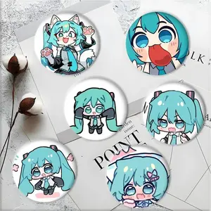 1pc Hatsune Miku Cartoon Cartoon Style Badge Brooches On Backpack Decoration Round Enamel Pins For Accessorys