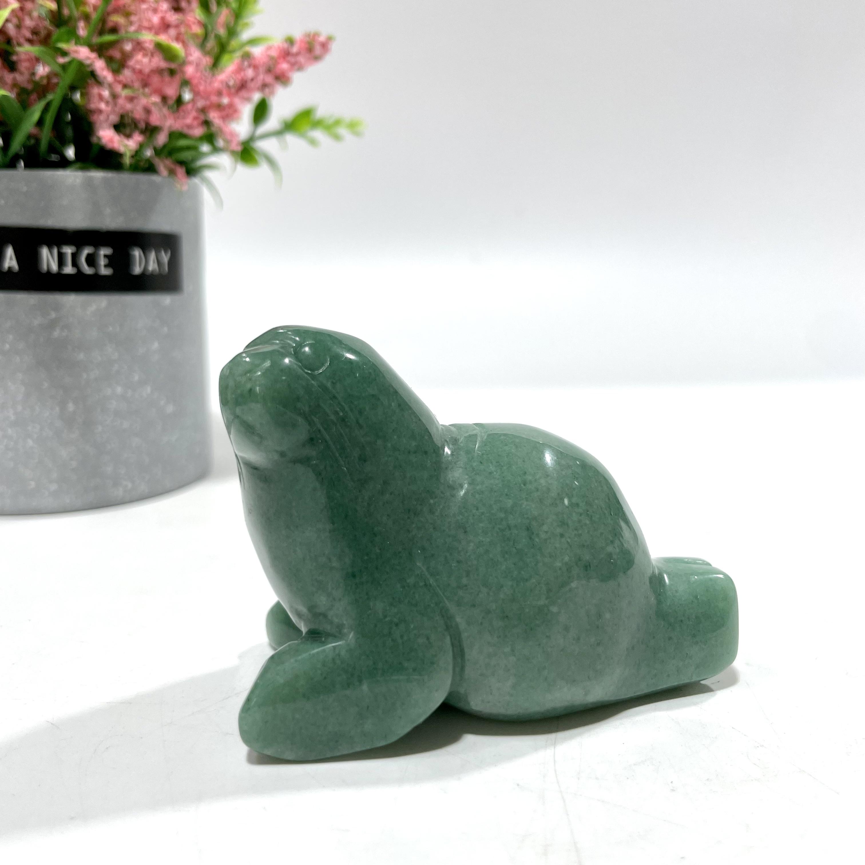 Green Aventurine Animal Crystal Carvings Flower Fairy Cat bird Tortoise Dolphin Bear Fish Seal Dinosaur Rhinoceros Frog Shark Carvings Healing Stones Natural Stone Chakra Balancing Reiki Home Office Decor From IG Crystal