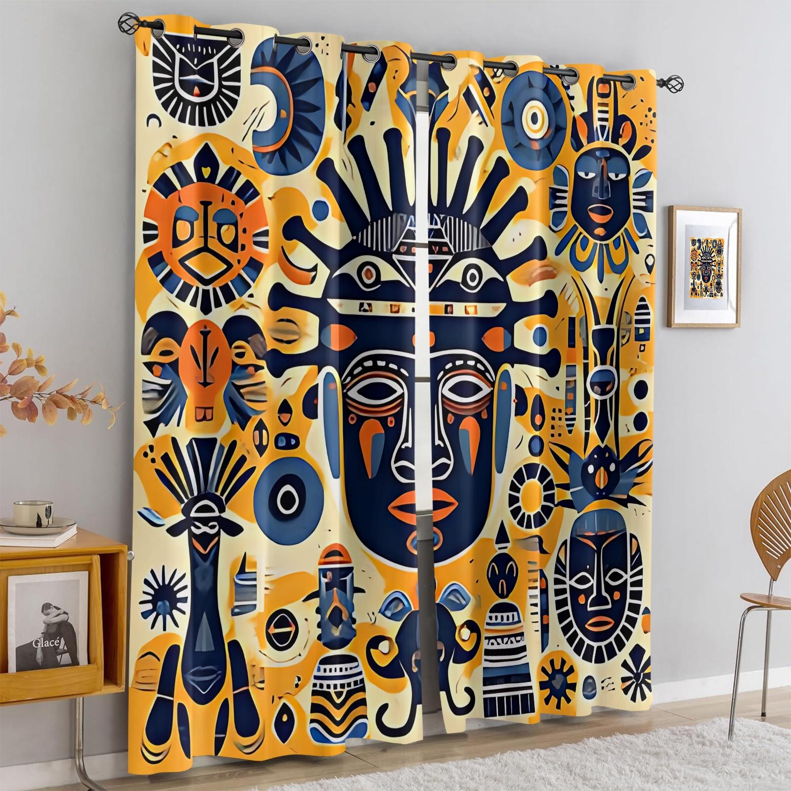 2 Panels Boho Paisley Print Blackout Curtains, Vintage Ethnic Style Darkening Grommet Window Drapes, HD Digital Print, Soft Durable & Light Blocking, Perfect for Bedroom, Living Room, Dorm & Studio Home Decor