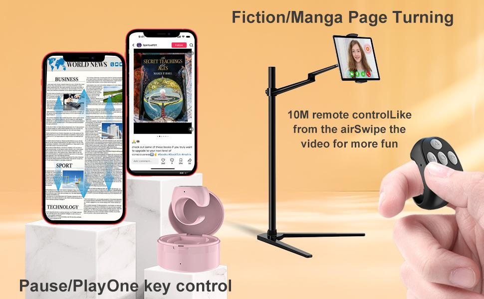 Fingertip Wireless Bluetooth Remote Control, Remote Control for TikTok Scrolling Ring Remote Control, Remote Control App Page Turner, Scrolling Rings Rechargeable Camera Remote