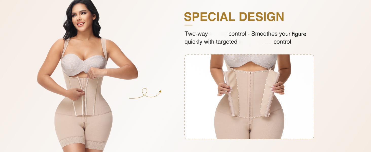 SHAPESHE Hourglass Shapewear Bodysuits for Women Shapewear Girdles with Zipper Crotch