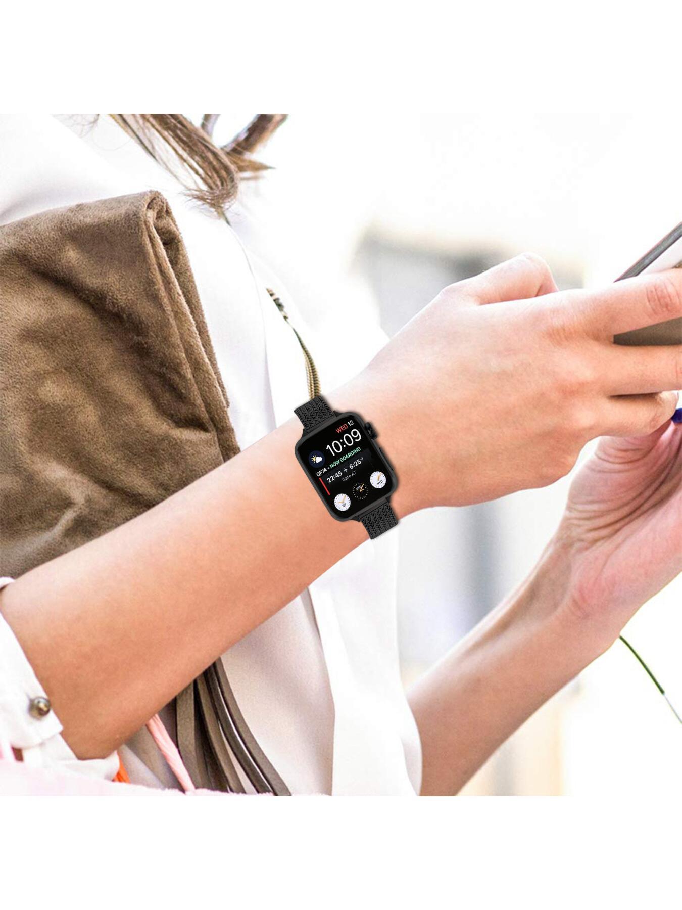 New strap compatible with Apple 1st to 11th generations, herringbone pattern magnetic folding clasp strap for Apple Watch Ultra