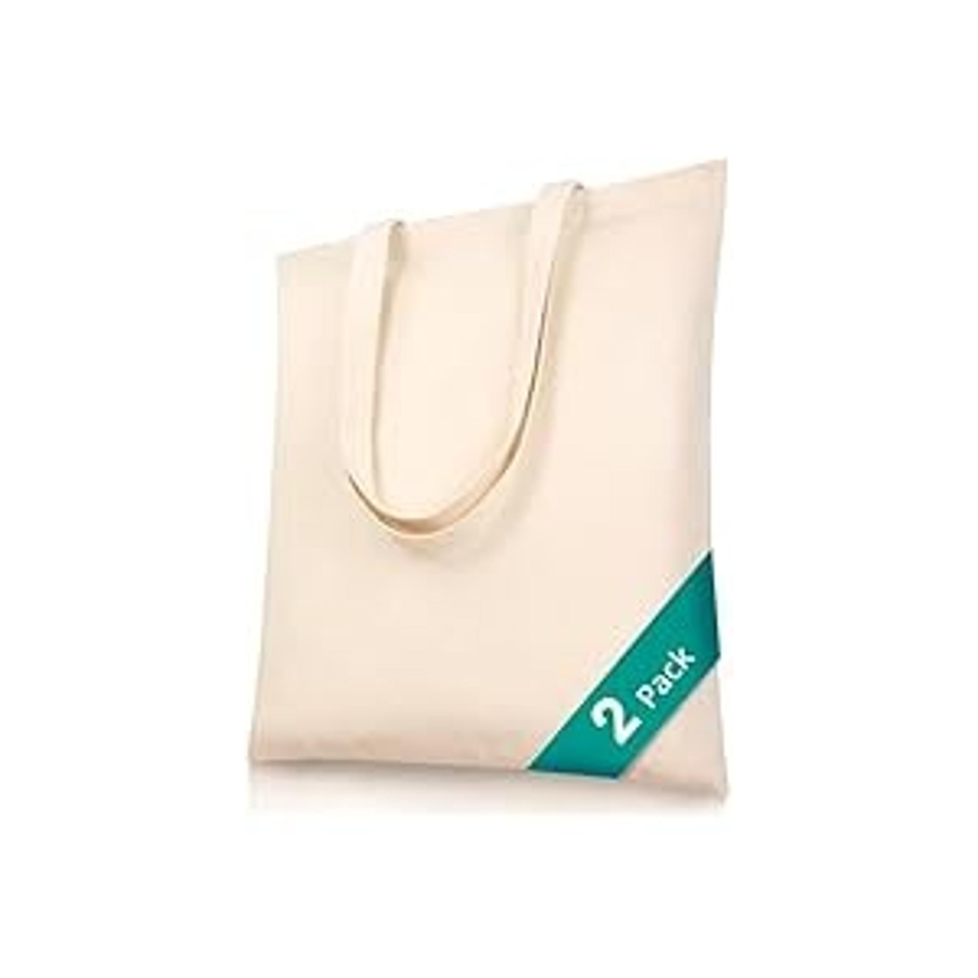 Canvas Tote Bags, 15 x 16 in – 100% Cotton Blank Reusable Grocery & Craft Tote Bag with Long Handles