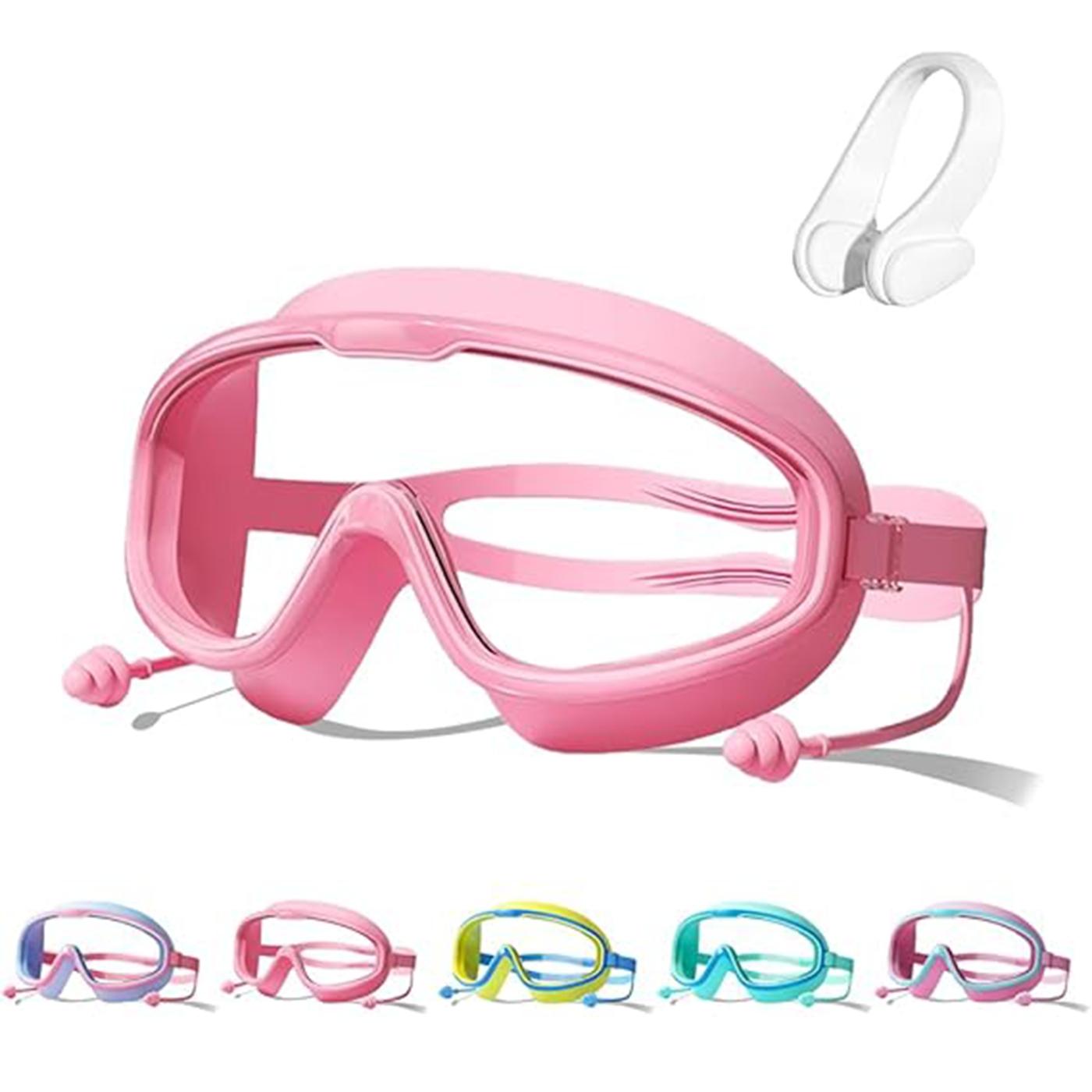 Swim Goggles  Anti-Fog Wide View No Leakage Swimming Goggles for Kids 3-15 with Earplugs, Children's Large Frame Waterproof and Anti-Fog Swimming Goggles, 2026 New Kids Swim Goggles