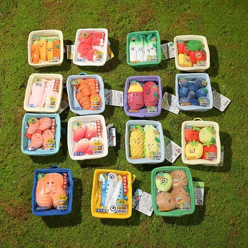 15 Kinds Canned Fish & Fruit & Vegetable Plush Toys Stuffed Carrot Corn Pepper Tomato Blueberry Sardine Salmon Octopus Shrimp