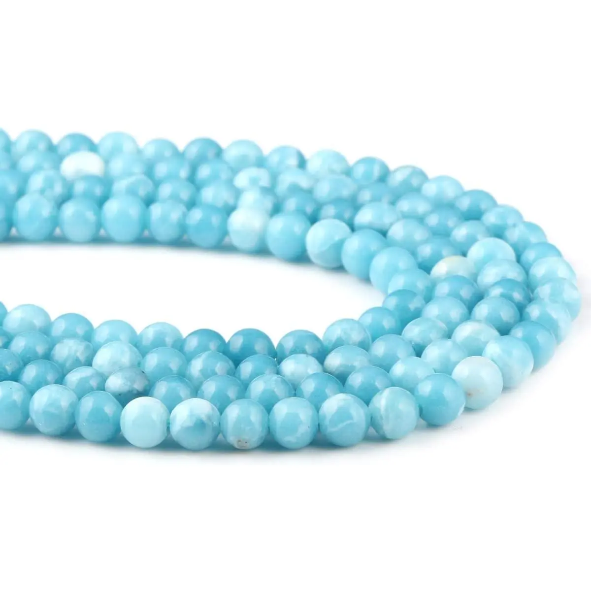Larimar Beads - 4 mm Round Loose Beads for  Making - Beautiful  - 1 Strand - 15" ( Stone, Larimar)